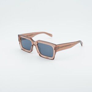Celine CL40280U 74V Sunglasses Rose Rectangle Frame, Blue Lenses